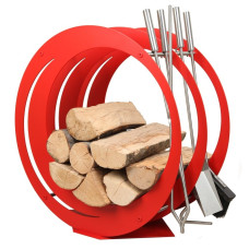 stojak na drewno + przybory kominkowe SA003R stojak na drewno + przybory kominkowe SA003R